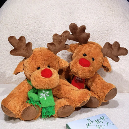 30CM Christmas Reindeer Scarf Plush Stuffed Doll Toy Home Sofa Decoration Gifts For Children New Year Decor Christmas Festive