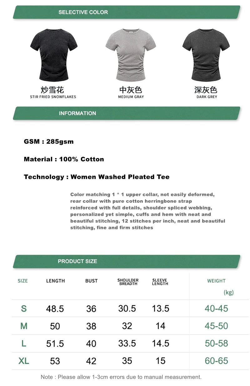 ZODF Retro 2025 Summer Women 285gsm T-Shirts Hotsweet Girls Sexy Slim Fit Washed Distressed T Shirt Brand Tees HY1013