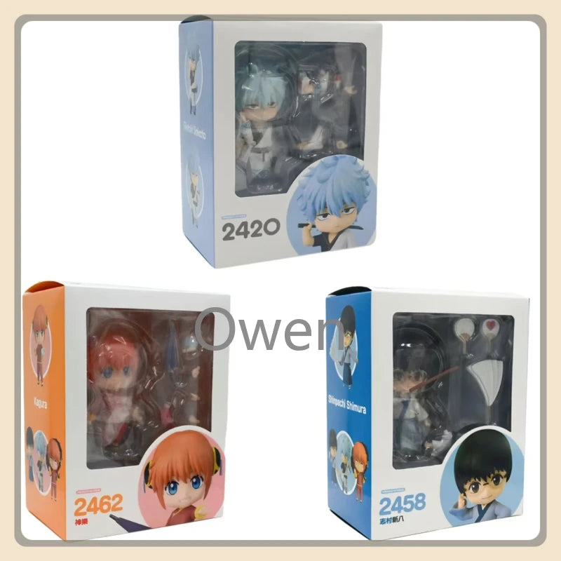 Anime Sakata Gintok Figures GINTAMA Kagura Figurines Q Version Shimura Shinpachi Figure PVC Birthday Collection model Toys Gifts