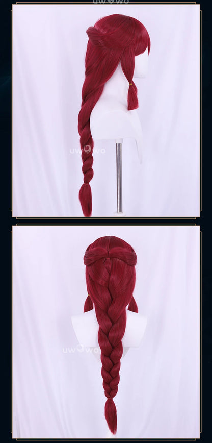 UWOWO Ahri Wig Game League of Legends/LOL: Foxfire Ahri 2023 ASU Cosplay Wig Long Hair with Ear Brown Red Hair 80CM