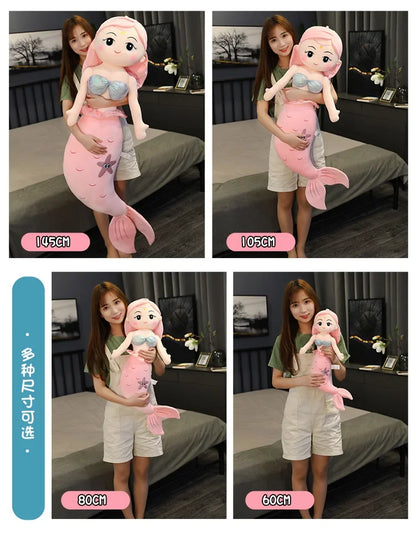 Hot 45-120cm Cartoon Kawaii Gaint Mermaid Plush Doll Pillow Colorful Beautiful Ocean Mermaid Plush Toy for Girls Christmas Gift