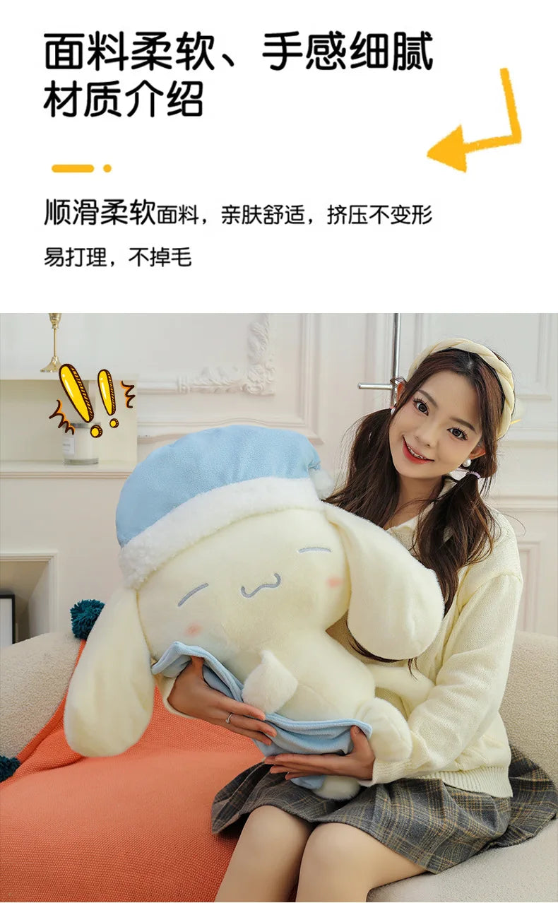 50CM Sanrio Sleeping Cartoon Anime Cinnamoroll Plushies Stuffed Animal Home Decoration Peluche Sleeping Pillow Holiday Gifts