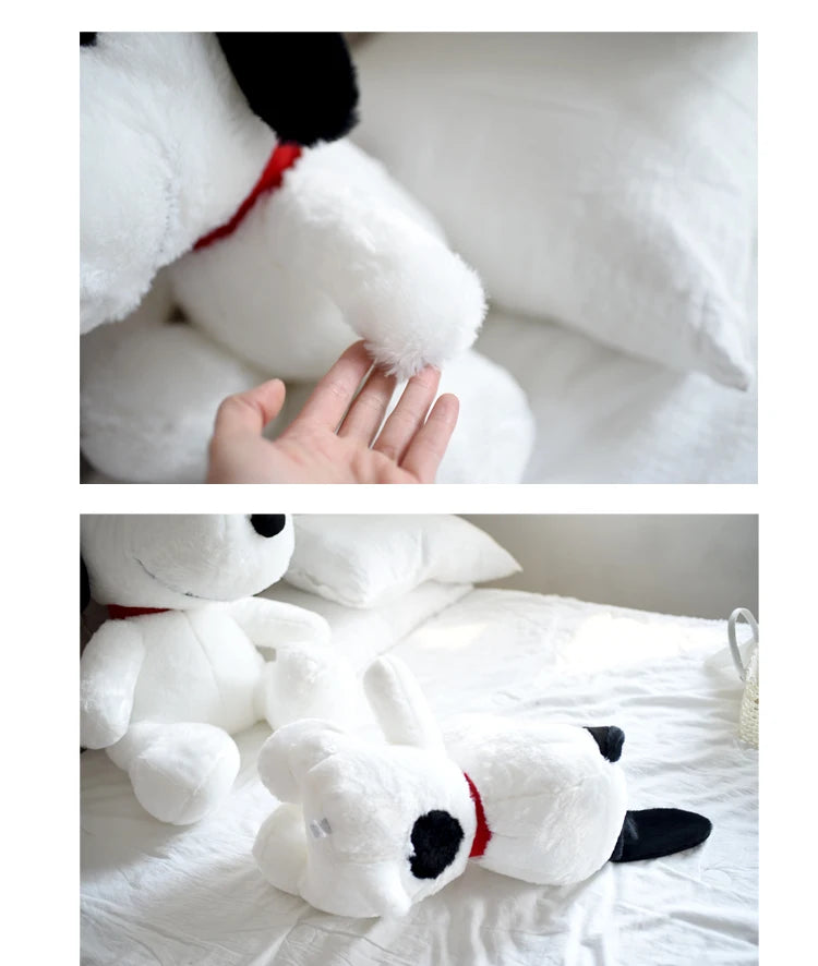 Cartoon Snoopy Plush Toy Stuffed Animal Black and White Dog Plushies Lovely Sitting Dog Doll Sofa Bed Room Decor Gifts Girl