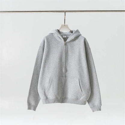 ZODF Fashion Winter Men Warm Zipper Fleece Hoodies Unisex Loose Basic 345gsm Knitted Hooded Hoodie Coats HY0904