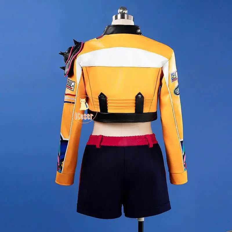 Anime KPop Demon Hunters Rumi Cosplay Costume Wig Yellow Leather Jacket Huntrix Uniform Halloween Party Women Girls Props iCoser