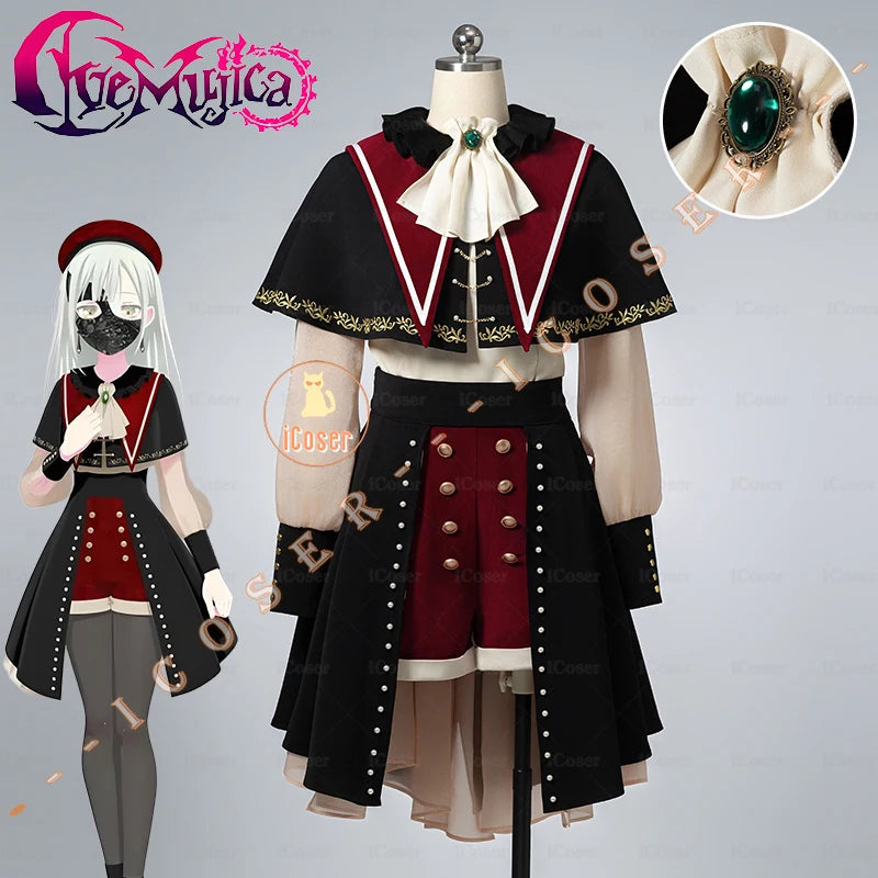 BanG Dream Wakaba Mutsumi Cosplay Costume Wig Red Dress Mortis Uniform Ave Mujica Earrings Halloween Party for Women Girls Props