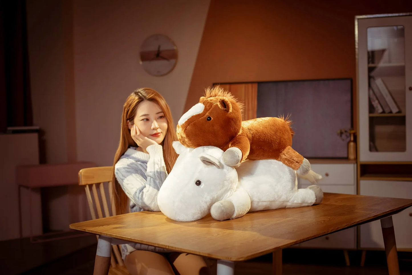 1 piece 55/70cm Soft BIg Round Head Horse Plush Toy Stuffed Pure White Horse Throw Pillow Stuffed Likelike Animals For Boy Gift