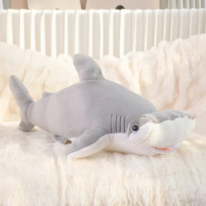 55-140cm Stuffed Lifelike Shark Plush Toy Stuffed Headed Shark Fierce Sea Animals Hug Throw Pillow Cushion for Boy Birthday