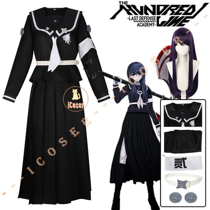 iCoser The Hundred Line Hiruko Shizuhara Cosplay Costume Wig Battle Uniform Last Defense Academy Halloween Party for Women Girls