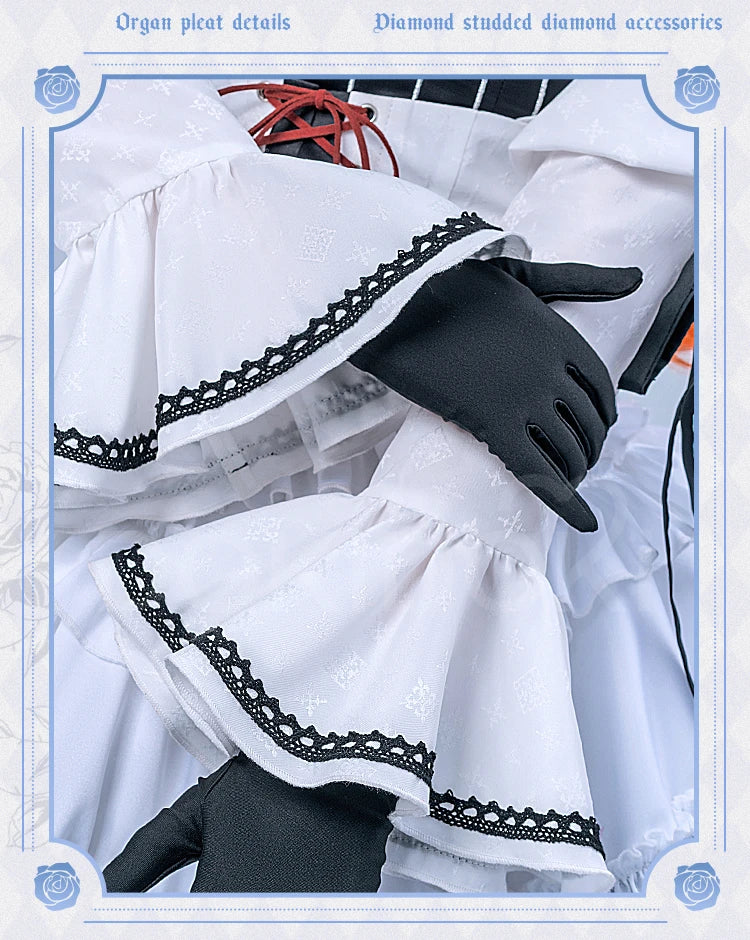 IN STOCK Asukaa Reii Cosplay Costume Anime DokiDoki-R Wome Black White Gothic Dress Asukaa Cosplay Halloween Costume
