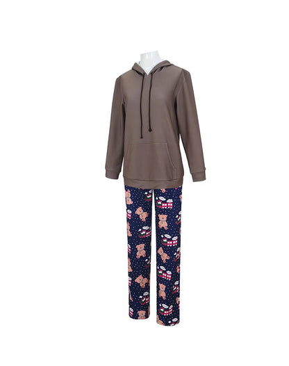 None Mira Light Purple Bear Pajamas Unisex Polyester Set