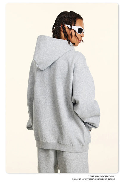 ZODF Fashion Winter Men Warm Zipper Fleece Hoodies Unisex Loose Basic 345gsm Knitted Hooded Hoodie Coats HY0904