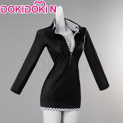 Nicoo Robinn Cosplay Costume Anime Cosplay DokiDoki-N Miss Allsundayy Women Sexy Blue Dots Black Dress Nicoo Robinn Cosplay