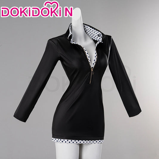 Nicoo Robinn Cosplay Costume Anime Cosplay DokiDoki-N Miss Allsundayy Women Sexy Blue Dots Black Dress Nicoo Robinn Cosplay