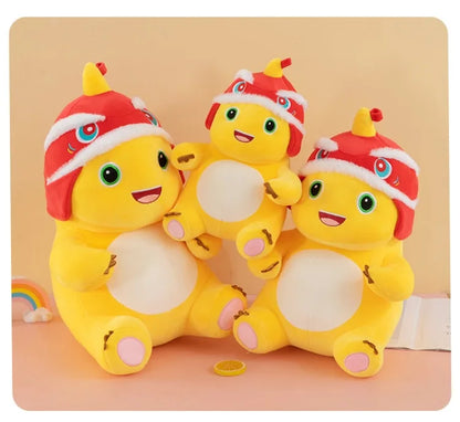 New Anime Cartoon Lion Dance Little Milk Dragon Doll Cute Dinosaur Stuffed Plush Toy Cute Doll Giving Girls Sleeping Pillow Gift