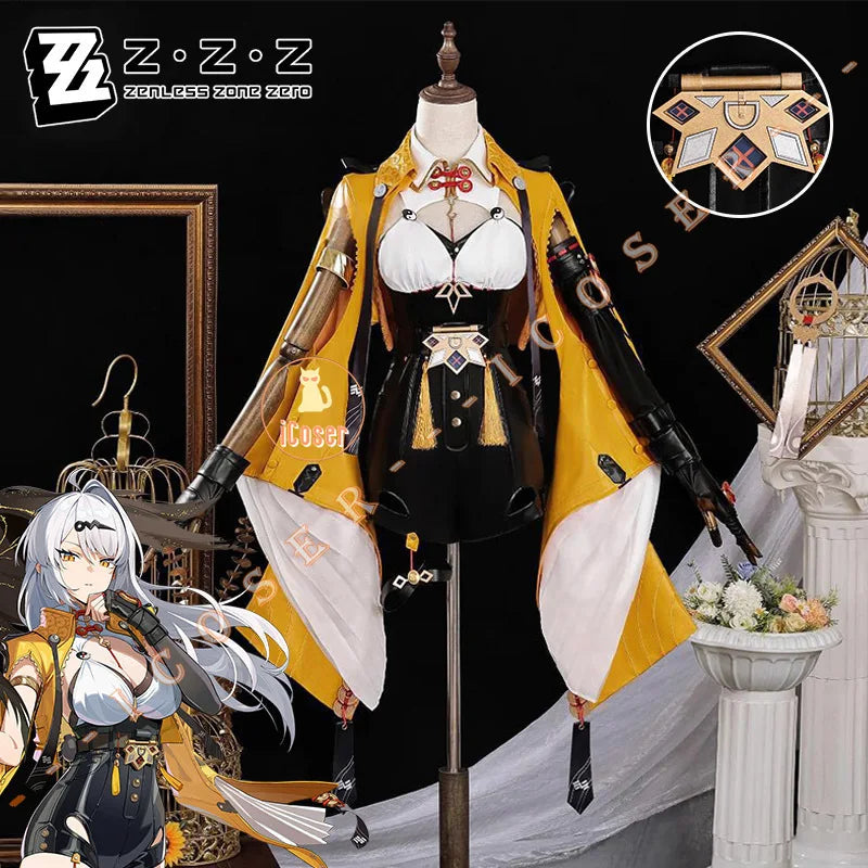 iCoser Yixuan Cosplay Costume Wig Zenless Zone Zero Uniform Headwear Yunkui Summit Halloween Party for Women Girls Festival Prop