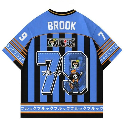 79 Jersey One Piece Brook Anime Y2k Korean Style Kpop Baseball Hockey T-shirt Fashion Streetwear Anime Daily Unisex Tops Tees
