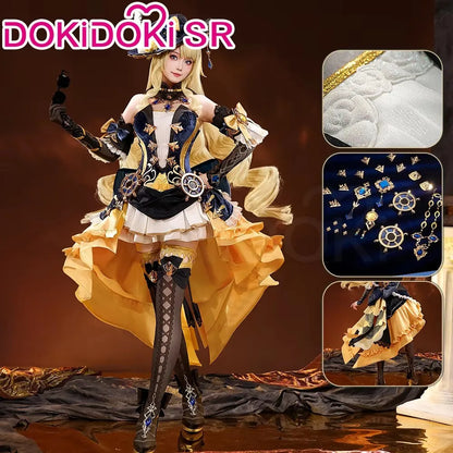 IN STOCK Navia Cosplay Costume Game Genshin Impact DokiDoki-SR Women Halloween Costume Metal Accessories Medieval Navia Wig