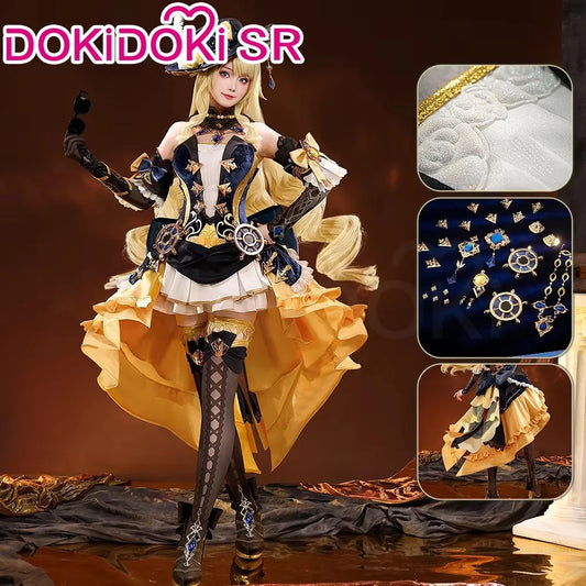 IN STOCK Navia Cosplay Costume Game Genshin Impact DokiDoki-SR Women Halloween Costume Metal Accessories Medieval Navia Wig