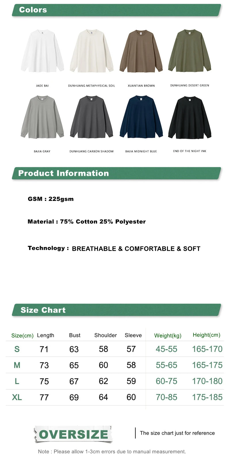 ZODF New 2024 Autumn 225gsm Loose Solid T-Shirt For Men Retro Unisex Antibacterial Full Sleeve T Shirts Brand Tops HY0871