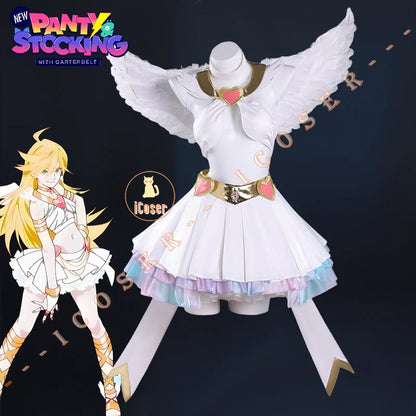 Anime New Panty Stocking with Garterbelt Pantiel Cosplay Costume Panty Anarchy Angel Skirt Wings Halloween Party for Women Girls