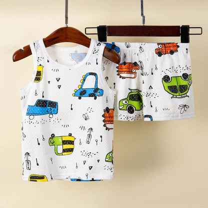 Toddler Baby Boy Pajamas Cotton Sets for Girls 0 to 1 2 3 4 5 6 7 8 9 Years Summer Children Pyjama Short Sleeveless Kids Pijamas