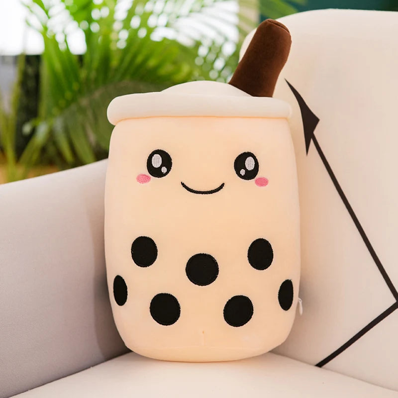 Bubble Tea Boba Plushie Kawaii Room Decor Plush Toy Stuffed Ice Cream Food Milk Tea Soft Hug Cushion Birthday Gift for Kids