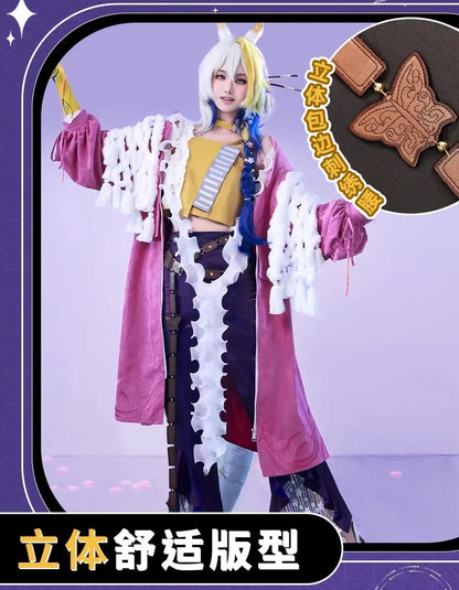 iCoser Arknights Shu Spring Feast Cosplay Costume Wig Uniform Headwear Tail Tianshi Rhodes Island Halloween Party for Women Girl