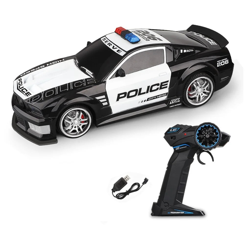 1/12 Big 2.4GHz Super Fast Police RC Car Remote Control Chase Drift Toy with Lights for Boys Kids - 1 Battery 1999