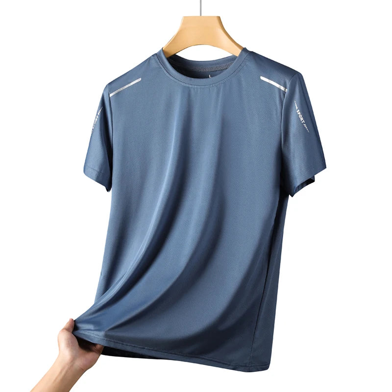 Chrlck Men’s Quick Dry Running T-Shirt Breathable Soft Elastic Outdoor Sports Tee for Hiking Fishing Summer