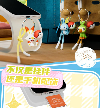 Genuine Pokemon Scorbunny Keychain Grookey Riolu Sobble Wobbuffet Cubone Anime Action Figure Toy Keyring Fragrance Pendant Gift