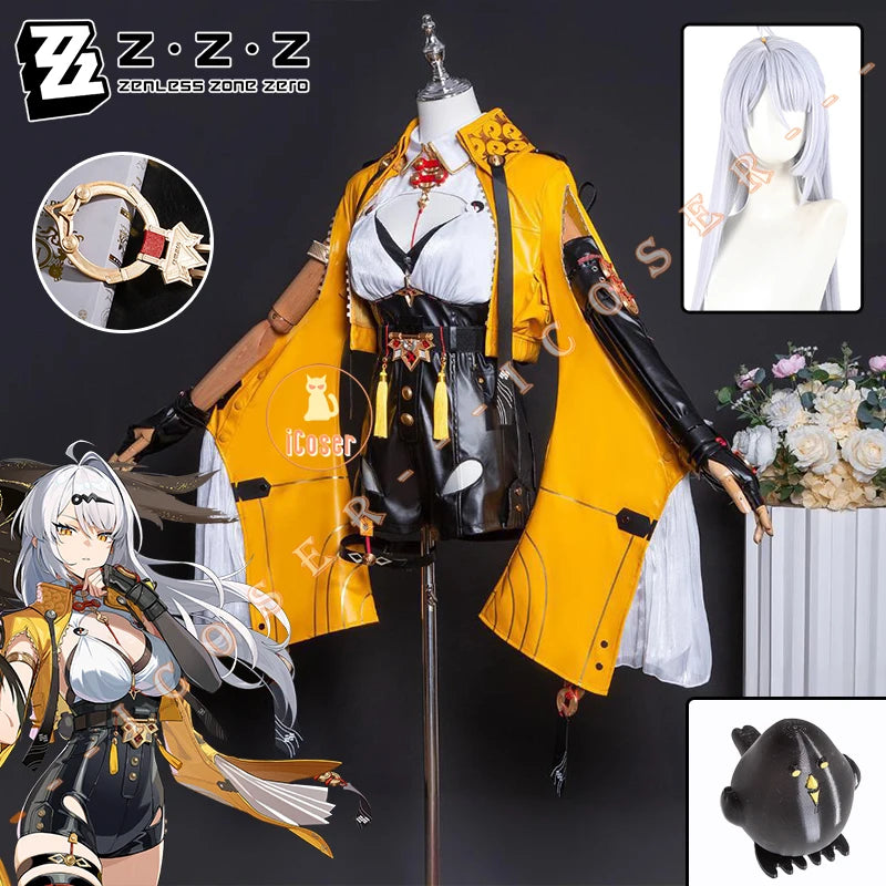 iCoser Zenless Zone Zero Yixuan Cosplay Costume Wig Uniform Headwear Bird Props Yunkui Summit Carnival Halloween Party for Women