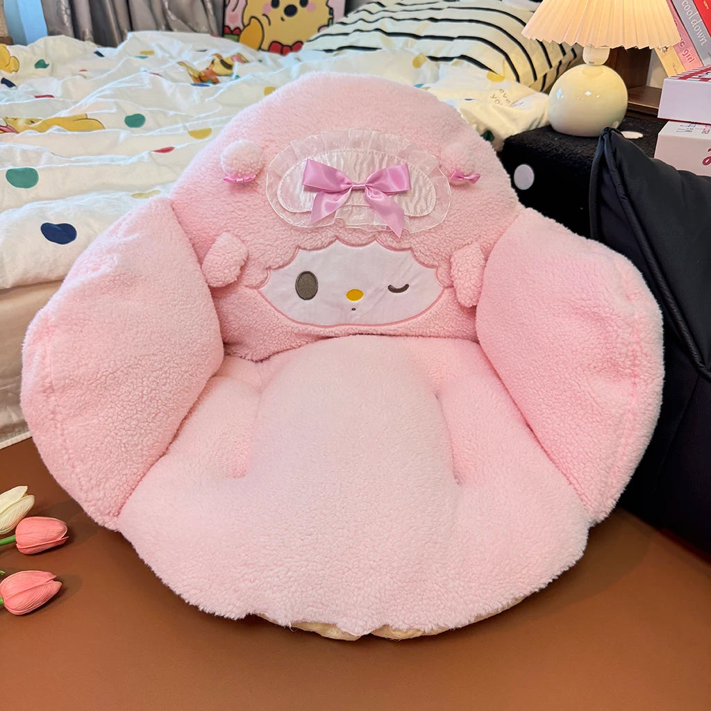 Kawaii My Sweet Piano Plush Seat Cushion Full Coverage Sitting Cushion Chair Soft Fluffy Cute Pink Decor for Bedroom Living Room
