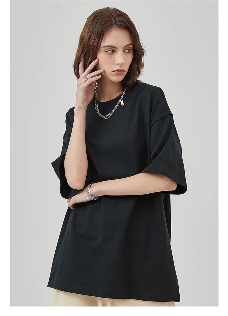 ZODF New Spring Summer Men 305gsm Cotton T Shirts Unisex Heavy Weight Oversized FG Noshrink Basic Solid T-Shirt Tees HY0165