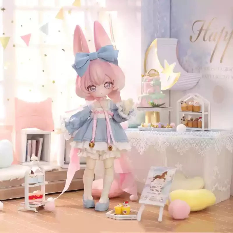 Non-edible Collectible Doll Moon Jumping Time Rabbit Treasure Series 12 Points BJD Blind Box Action Toy Figure Display Piece