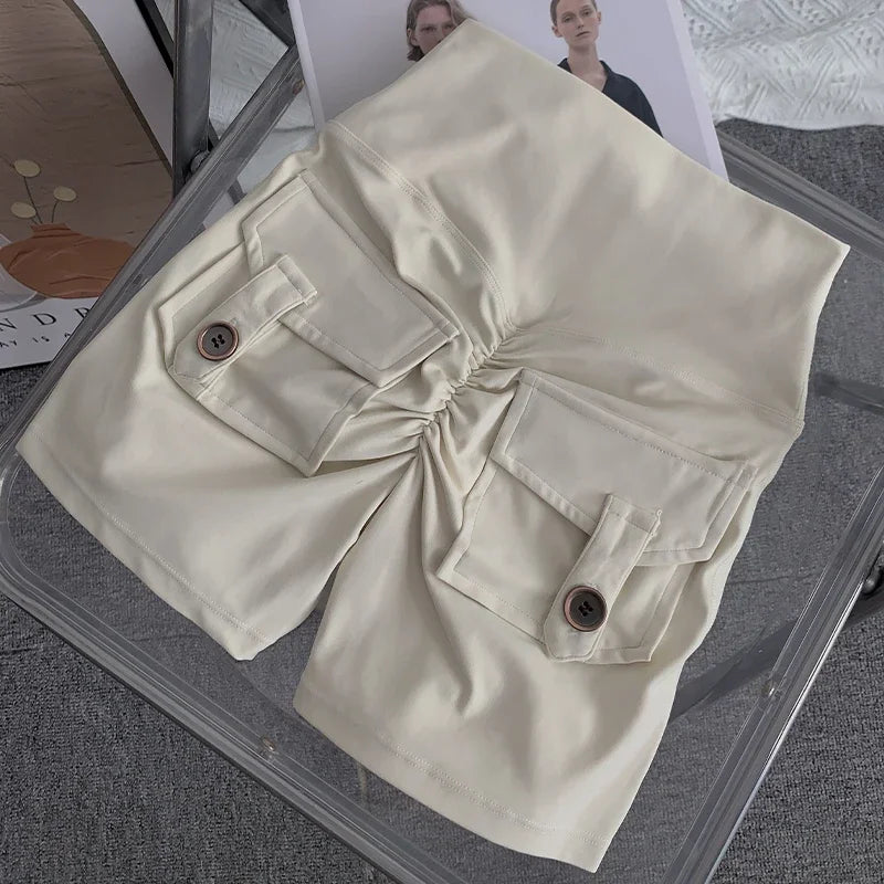 Nude High Waist Peach Butt Sport With Pocket Yoga Shorts Leggings Quick Drying Gym Training  Cycling Outdoor sports Shorts