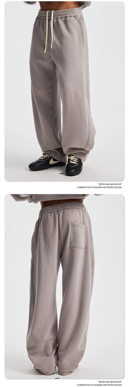 ZODF New 2025 Winter Batik Washed Man Fleece Pants Unisex High Street Distressed Thick Warm Straight Trousers Sweatpants HY1166