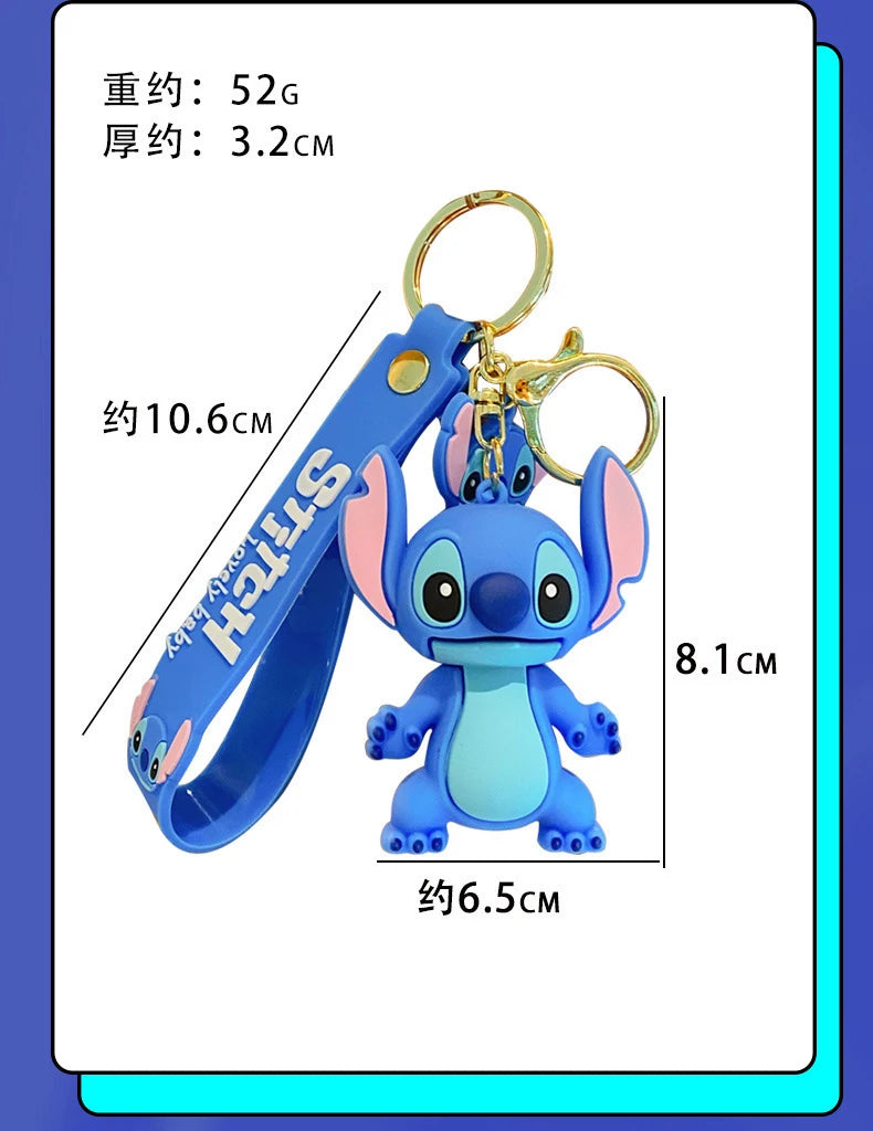 Disney Stitch Keychain Cartoon Cute Lilo & Stitch Keyrings,Durable Anime Keychains for Women Men Kids,Multi-Color Gift Ornaments