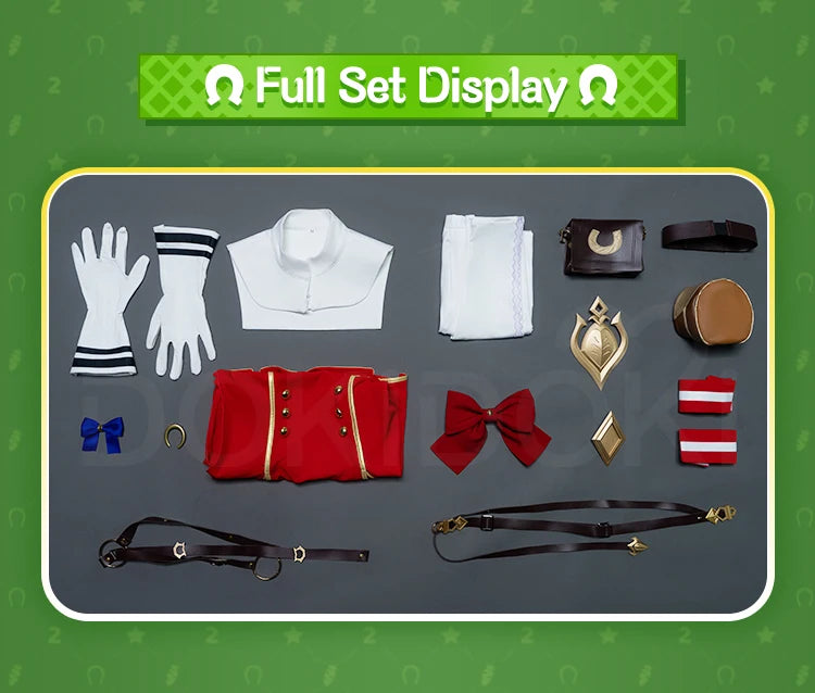 IN STOCK Gold Ship Cosplay Costume Game【XS-3XL】DokiDoki-R Women Cute Red Uniform Gold Ship Cosplay Ears Tail Plus Size