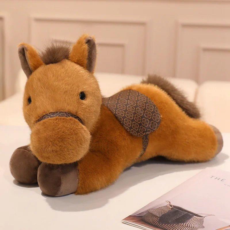 New Arrival Cute Saddle Pony Plushies Stuffed Animal Brown Horse Racehorse Soft Toys Birthday Xmas New Year Gift