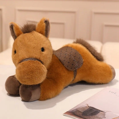 New Arrival Cute Saddle Pony Plushies Stuffed Animal Brown Horse Racehorse Soft Toys Birthday Xmas New Year Gift