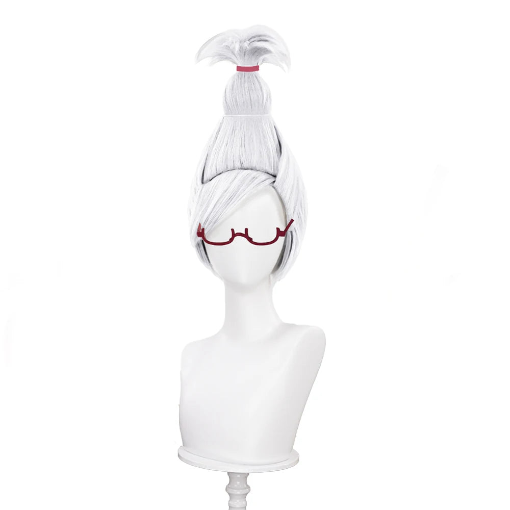 IN STOCK Seiko Ayase Wig Anime Dandadan Cosplay DokiDoki Halloween Grey Hair DAN DA DAN Seiko Glasses Ear Clips Patch Free Cap