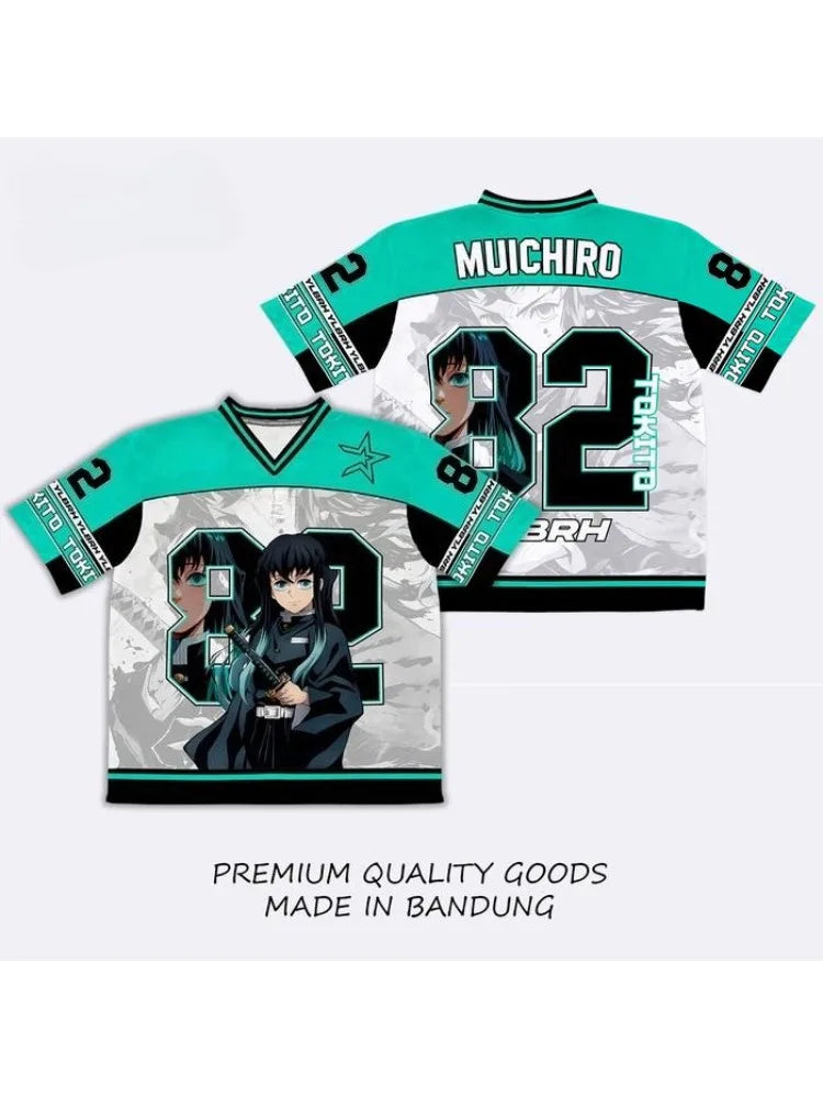 Demon Slayer Muichiro Tokito Anime Series Number 82 Jersey Oversize Kpop Baseball Hockey Outfit T-shirt Daily Unisex Tops Tees