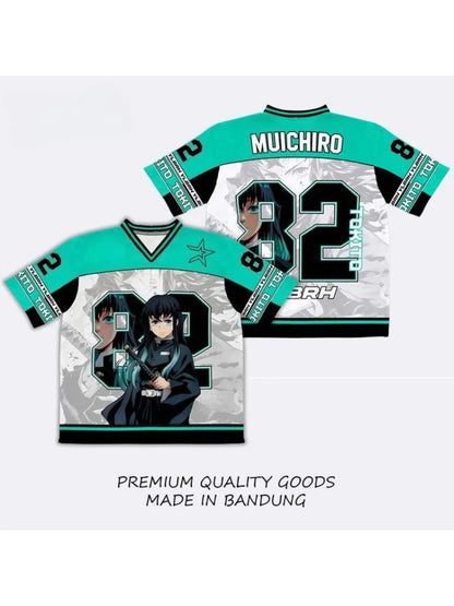 Demon Slayer Muichiro Tokito Anime Series Number 82 Jersey Oversize Kpop Baseball Hockey Outfit T-shirt Daily Unisex Tops Tees