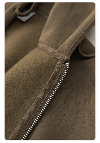 ZODF 2024 Winter Women Zipper Crop Hoodies Female Girls Solid 345gsm Warm Fleece Short Hooded Zip-Up Coat HY0911