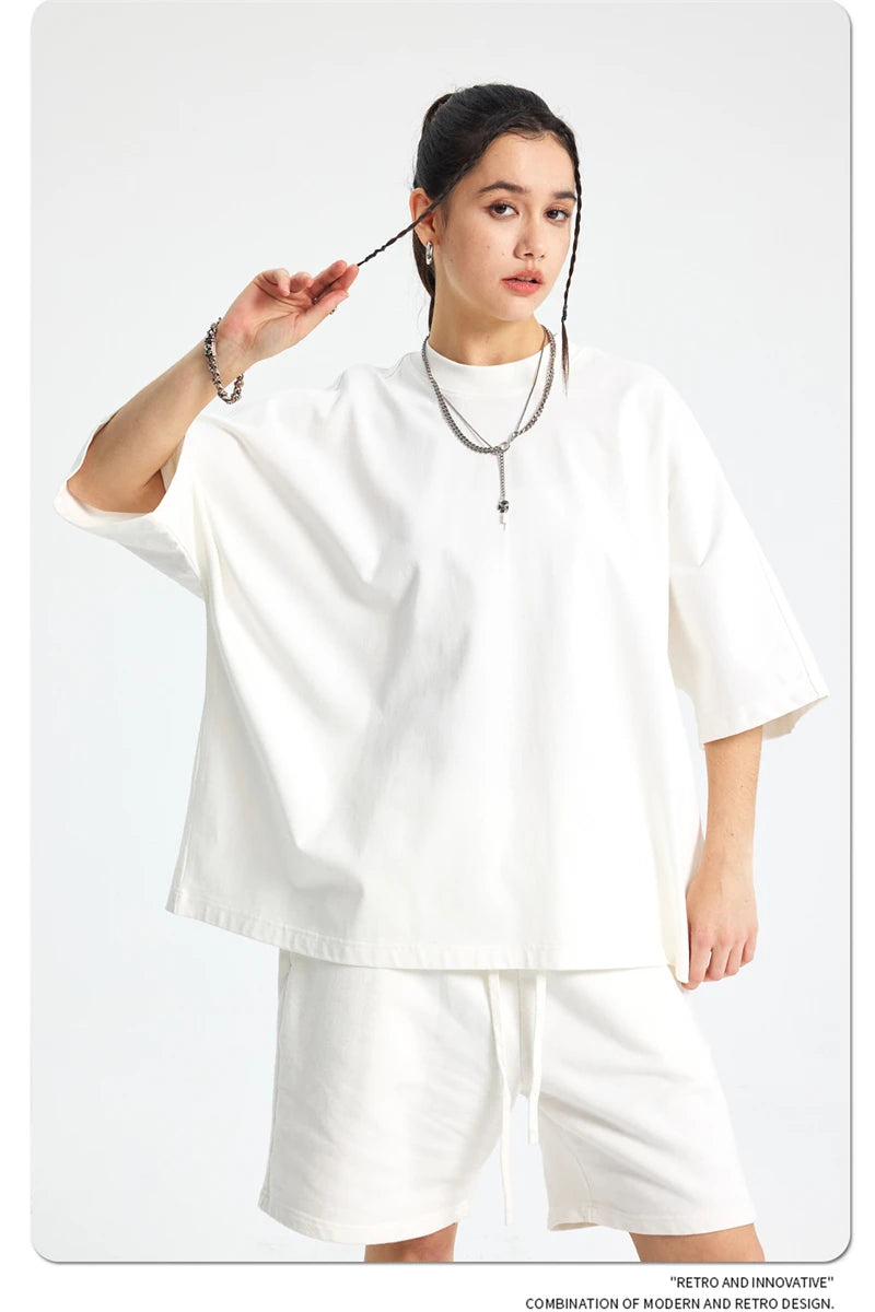 ZODF Trendy 2025 Summer Men’s 275gsm Cotton Seamless Oversized O-Neck Casual T-Shirt HY1030