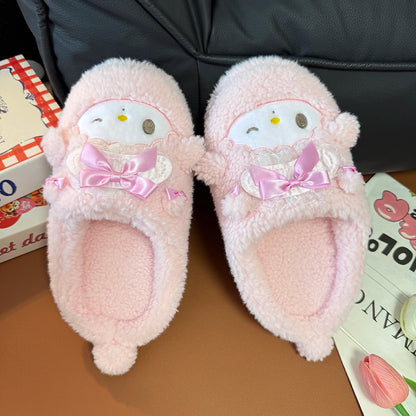 Cartoon My Sweet Piano Slippers Comfortable Japanese Style Plush Shoes Home Cotton Shoes Girl Woman Non-slip Flat Autumn Winter