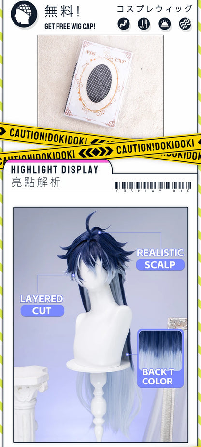 IN STOCK Ineffa Nefer Jahoda Flins Wig Game Genshin Impact DokiDoki Men Gradient Deying Hair Flins Cosplay Free Cap Halloween