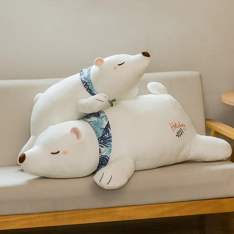 Cute Cartoon Polar Bear Plush Toy Large Animals Stuffed Plushies Dolls Soft Sleeping Pillow Bedroom Decoration Children Gifts