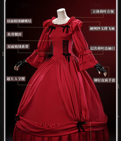 Scarlet El Vandimion Cosplay Costume Wig Red Dress Anime May I Ask for One Final Thing Ice Rose Earrings Women Girls Role Play